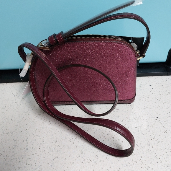 Kate Spade Small Dome Crossbody Deep Berry Tinsel NWT - Picture 4 of 4
